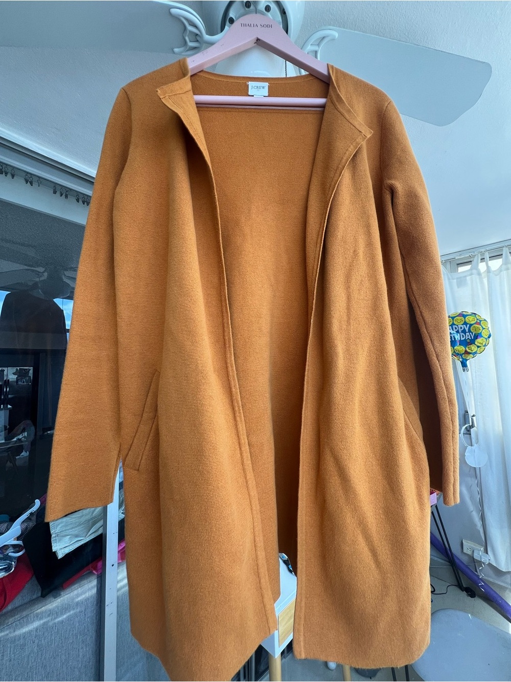 J. Crew Open-Front Long Coatigan in Camel